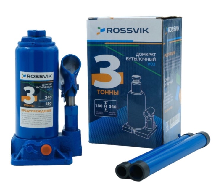 Домкрат бутылочный 3 т 180-340 мм ROSSVIK Домкрат бутылочный 3 т 180-340 мм ROSSVIK