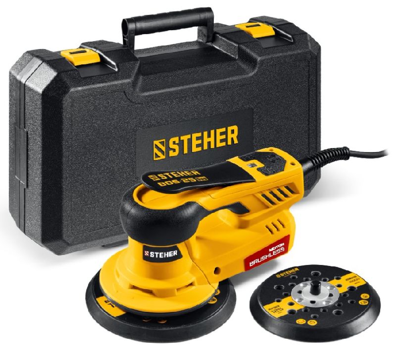 Шлифмашина эксцентриковая 125/150 мм, 350 Вт, 2,5 мм, 10000 об/мин STEHER Шлифмашина эксцентриковая 125/150 мм, 350 Вт, 2,5 мм, 10000 об/мин STEHER