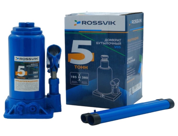 Домкрат бутылочный 5 т 195-380 мм ROSSVIK Домкрат бутылочный 5 т 195-380 мм ROSSVIK