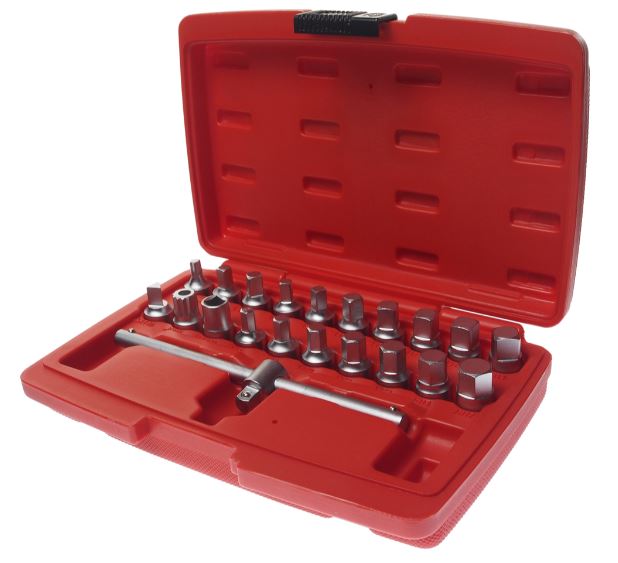 Набор головок для отворачивания масляных пробок 21 предм. JTC Набор головок для отворачивания масляных пробок 21 предм. JTC