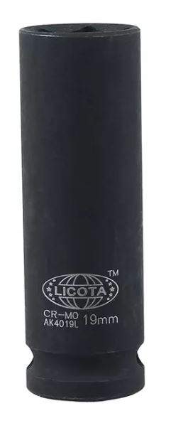 Головка торцевая ударная глубокая тонкостенная 1/2" 19 мм, 6 гр CrMo Licota Головка торцевая ударная глубокая тонкостенная 1/2" 19 мм, 6 гр CrMo Licota