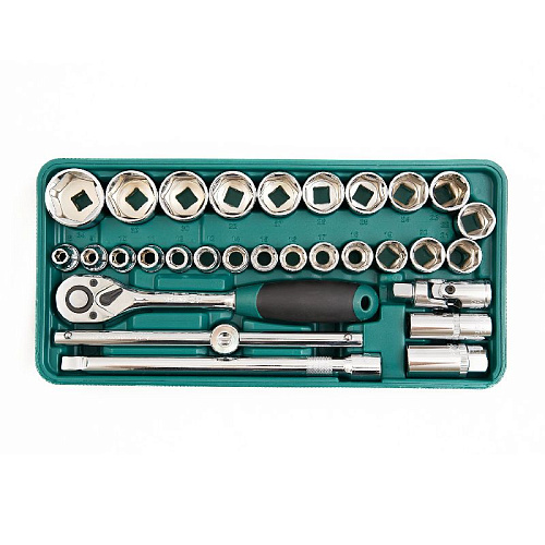 Набор головок торцевых 8-27 мм (1/2") 6 гр, 30 предм, ложемент-кейс ROSSVIK Набор головок торцевых 8-27 мм (1/2") 6 гр, 30 предм, ложемент-кейс ROSSVIK