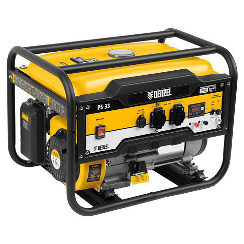 Генератор бензиновый с ручным стартером 3,3 кВт, 230 В Denzel PS 33 Генератор бензиновый с ручным стартером 3,3 кВт, 230 В Denzel PS 33
