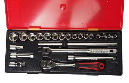 Набор головок торцевых 6-22 мм (3/8") 6 гр, 23 предм, ложемент-кейс JTC Набор головок торцевых 6-22 мм (3/8") 6 гр, 23 предм, ложемент-кейс JTC