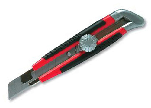 Нож технический 18 мм выдвижное лезвие, металлич направляющая, винтовой фиксатор лезвия Matrix Нож технический 18 мм выдвижное лезвие, металлич направляющая, винтовой фиксатор лезвия Matrix