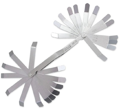 Набор щупов изогнутых двойной для измерения зазора (0.127-0.762мм; 0,005"-0,03") 26 лезвий AVS GB-26 Набор щупов изогнутых двойной для измерения зазора (0.127-0.762мм; 0,005"-0,03") 26 лезвий AVS GB-26