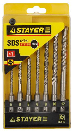 Набор буров SDS-plus 5-6-8*110 мм, 6-8-10-12*160 мм (7 шт.) STAYER PROFI Набор буров SDS-plus 5-6-8*110 мм, 6-8-10-12*160 мм (7 шт.) STAYER PROFI