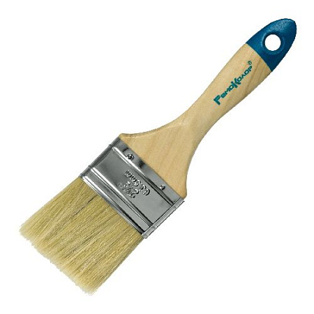 Кисть плоская 63,5 мм (2,5") натуральная светлая щетина, деревянная ручка Евро Кисть плоская 63,5 мм (2,5") натуральная светлая щетина, деревянная ручка Евро