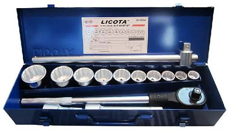 Набор головок торцевых 7/8"-2" (3/4") 12 гр., 15 предм. Licota Набор головок торцевых 7/8"-2" (3/4") 12 гр., 15 предм. Licota