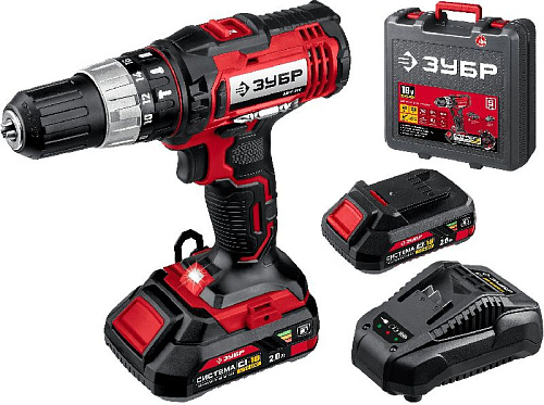 Дрель-шуруповерт аккумуляторная ударная 18 В, 40 Нм, 2*2 Ач в кейсе ЗУБР Мастер Дрель-шуруповерт аккумуляторная ударная 18 В, 40 Нм, 2*2 Ач в кейсе ЗУБР Мастер