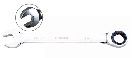 Ключ комбинированный трещоточный 15 мм 100 зубьев CrV Licota Ключ комбинированный трещоточный 15 мм 100 зубьев CrV Licota