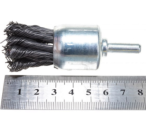 Щетка чашечная 30 мм для дрели со шпилькой крученая металлическая проволока MATRIX Щетка чашечная 30 мм для дрели со шпилькой крученая металлическая проволока MATRIX