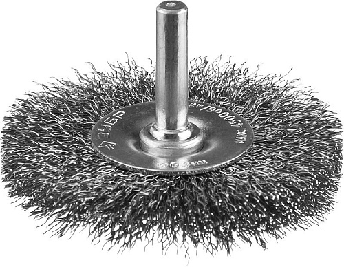 Щетка дисковая 63 мм для дрели, витая стальная проволока 0,3 мм ЗУБР Щетка дисковая 63 мм для дрели, витая стальная проволока 0,3 мм ЗУБР