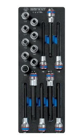 Набор головок торцевых со вставками 1/2", Hex, Torx и Spline 17 предм. в ложементе EVA KING TONY Набор головок торцевых со вставками 1/2", Hex, Torx и Spline 17 предм. в ложементе EVA KING TONY