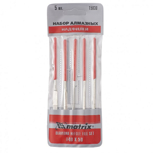 Набор надфилей алмазных 140*50*3 мм (5 шт) MATRIX Набор надфилей алмазных 140*50*3 мм (5 шт) MATRIX