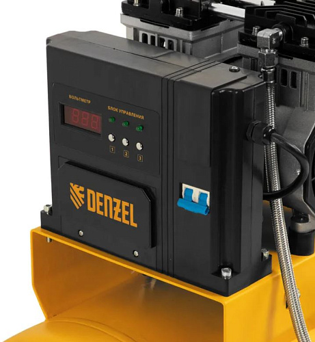 Компрессор безмасляный 100 л, 2,25 кВт (3х0,75), 410 л/мин, 230 В, блок управл Denzel DLS 2250/100 Компрессор безмасляный 100 л, 2,25 кВт (3х0,75), 410 л/мин, 230 В, блок управл Denzel DLS 2250/100