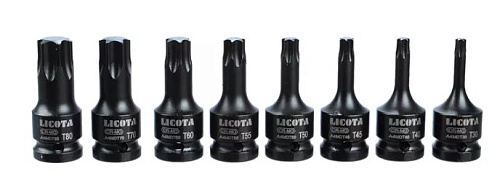 Набор насадок ударных 1/2" TORX T30-T80, 60 мм (8 предм) Licota Набор насадок ударных 1/2" TORX T30-T80, 60 мм (8 предм) Licota