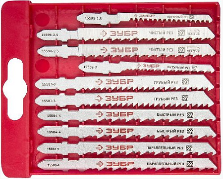 Набор пилок для лобзика 10 шт. по дереву ЗУБР Набор пилок для лобзика 10 шт. по дереву ЗУБР