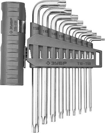 Набор ключей TORX угловых Т10-Т50 (9 шт) длинные ЗУБР ЭКСПЕРТ Набор ключей TORX угловых Т10-Т50 (9 шт) длинные ЗУБР ЭКСПЕРТ