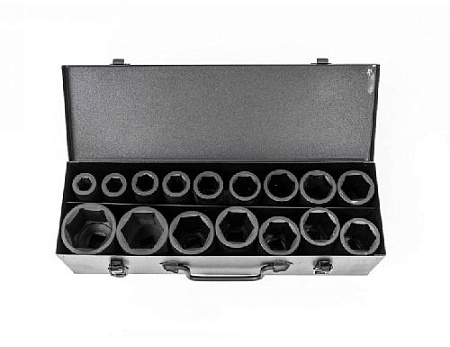 Набор головок торцевых ударных 17-50 мм (3/4") 6 гр, 16 предм, мет.кейс ROSSVIK Набор головок торцевых ударных 17-50 мм (3/4") 6 гр, 16 предм, мет.кейс ROSSVIK