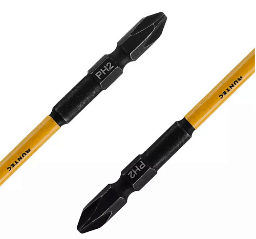 Бита PH №2 L= 110 мм (1/4" HEX) ударная двухсторонняя (5 шт) RUNTEC Бита PH №2 L= 110 мм (1/4" HEX) ударная двухсторонняя (5 шт) RUNTEC
