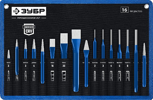 Набор ударно-режущего инструмента 16 предм. в сумке-скрутке ЗУБР Профессионал Набор ударно-режущего инструмента 16 предм. в сумке-скрутке ЗУБР Профессионал