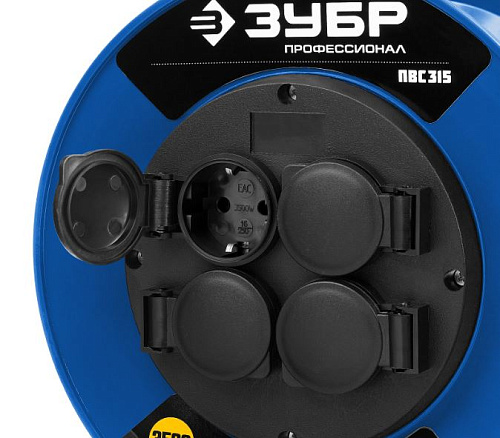 Удлинитель на катушке ПВС 20 м, 4 гнезда, 3*1,5 кв.мм, 3500 Вт, IP44 ЗУБР Профессионал ПВС-315 Удлинитель на катушке ПВС 20 м, 4 гнезда, 3*1,5 кв.мм, 3500 Вт, IP44 ЗУБР Профессионал ПВС-315