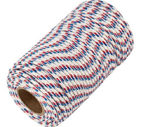 Фал капроновый 16-прядный, 520 кгс, с сердечником, диаметр 8 мм СИБРТЕХ Фал капроновый 16-прядный, 520 кгс, с сердечником, диаметр 8 мм СИБРТЕХ