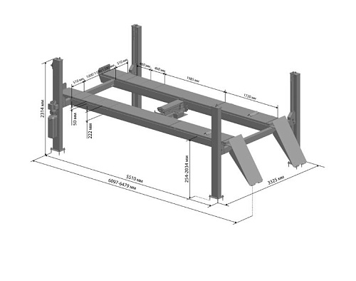 Подъемник 4-стоечный 6,5 т сх-разв, пневмогидравлическая траверса 3,6 т SIVIK ПГА-6500/4 Подъемник 4-стоечный 6,5 т сх-разв, пневмогидравлическая траверса 3,6 т SIVIK ПГА-6500/4