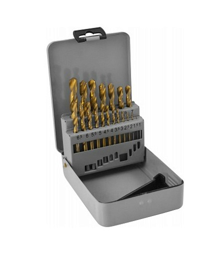 Набор сверл по металлу 1-10 мм (19 шт) шаг 0,5 мм HSS TiN Thorvik TDBS19 Набор сверл по металлу 1-10 мм (19 шт) шаг 0,5 мм HSS TiN Thorvik TDBS19