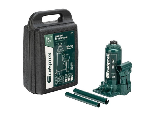 Домкрат бутылочный 5 т 180-340 мм в пластиковом кейсе Сибртех Домкрат бутылочный 5 т 180-340 мм в пластиковом кейсе Сибртех