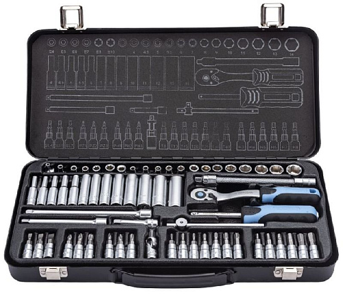 Набор головок торцевых 4-14 мм (1/4") 6 гр., 63 предм. в кейсе HOEGERT Набор головок торцевых 4-14 мм (1/4") 6 гр., 63 предм. в кейсе HOEGERT