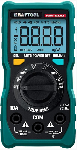 Мультиметр цифровой (измерение температуры) KRAFTOOL KM-500 Мультиметр цифровой (измерение температуры) KRAFTOOL KM-500