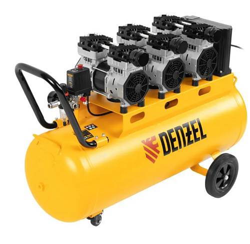 Компрессор безмасляный 100 л, 2,25 кВт (3х0,75), 410 л/мин, 230 В, блок управл Denzel DLS 2250/100 Компрессор безмасляный 100 л, 2,25 кВт (3х0,75), 410 л/мин, 230 В, блок управл Denzel DLS 2250/100