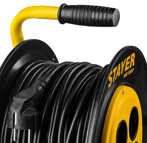 Удлинитель на катушке ПВС 20 м, 4 гнезда, 2*0,75 кв.мм, 2200 Вт STAYER S 207 Удлинитель на катушке ПВС 20 м, 4 гнезда, 2*0,75 кв.мм, 2200 Вт STAYER S 207