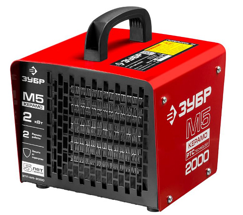 Пушка тепловая электрическая 2 кВт, 220 В, керамический нагревательный элемент ЗУБР Пушка тепловая электрическая 2 кВт, 220 В, керамический нагревательный элемент ЗУБР