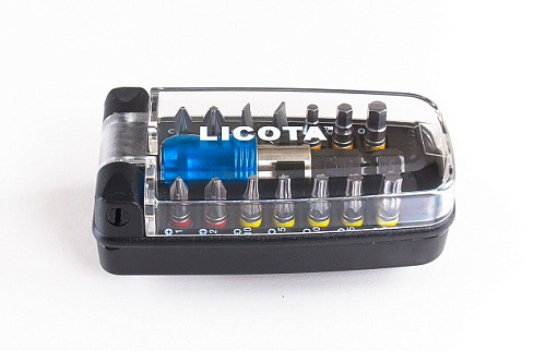 Набор бит 15 предм. (1/4" HEX) торсионных с магнитным держателем Licota Набор бит 15 предм. (1/4" HEX) торсионных с магнитным держателем Licota