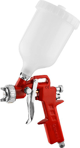 Краскопульт с верхним бачком 600 мл, HP, дюза 1,3 мм ЗУБР MS 200 Краскопульт с верхним бачком 600 мл, HP, дюза 1,3 мм ЗУБР MS 200