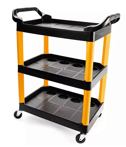Тележка с тремя открытыми полками пластик RUNTEC Тележка с тремя открытыми полками пластик RUNTEC