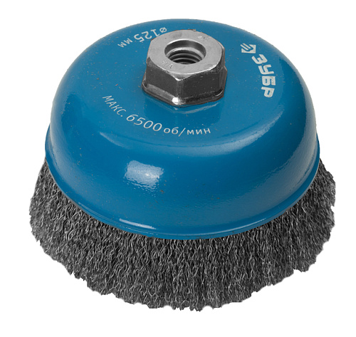 Щетка чашечная 150 мм/М14 для УШМ витая стальная проволока 0,3 мм ЗУБР Щетка чашечная 150 мм/М14 для УШМ витая стальная проволока 0,3 мм ЗУБР