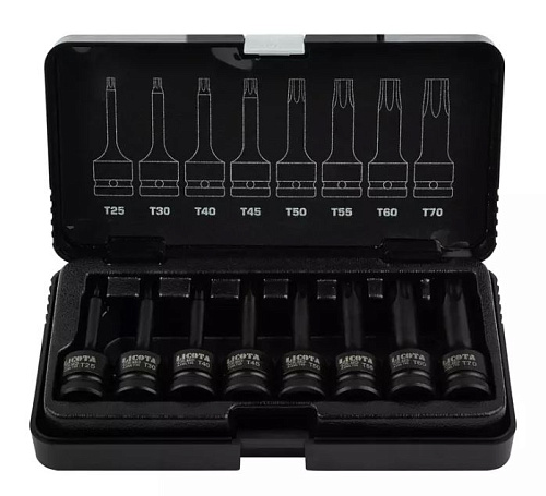 Набор насадок ударных 1/2" TORX T25-T70 (8 предм) Licota Набор насадок ударных 1/2" TORX T25-T70 (8 предм) Licota