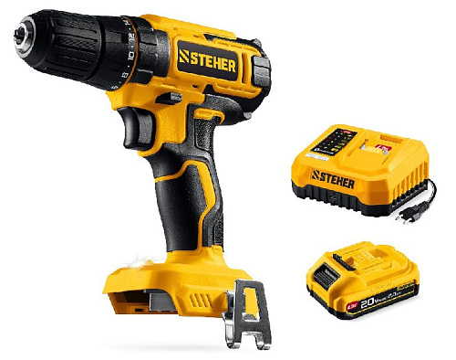 Дрель-шуруповерт аккумуляторная ударная 20 В, 40 Нм, 1*2 Ач LMS STEHER Дрель-шуруповерт аккумуляторная ударная 20 В, 40 Нм, 1*2 Ач LMS STEHER