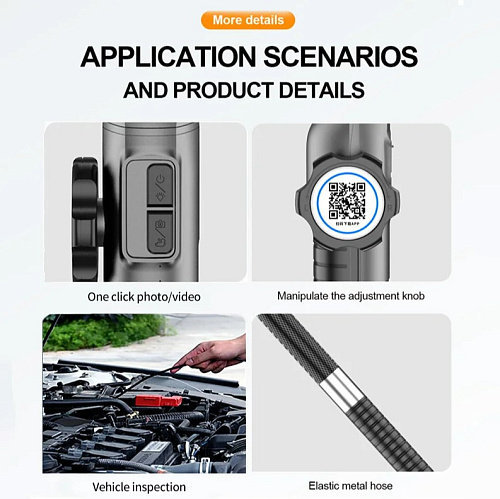 Видеоэндоскоп под смартфон управляемый зонд гибкий 1 м, 6,4 мм, 180° DDCAMERA 1080P Видеоэндоскоп под смартфон управляемый зонд гибкий 1 м, 6,4 мм, 180° DDCAMERA 1080P