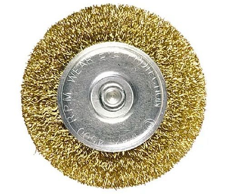 Щетка дисковая 50 мм для дрели, витая стальная латунированная проволока MATRIX Щетка дисковая 50 мм для дрели, витая стальная латунированная проволока MATRIX