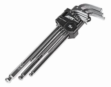 Набор ключей шестигранных угловых длинных с шаром 1/16"-3/8" (9 шт) JTC Набор ключей шестигранных угловых длинных с шаром 1/16"-3/8" (9 шт) JTC