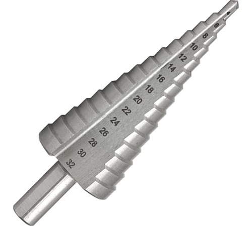 Сверло ступенчатое 4-32 мм, 15 ступеней Р6М5 Волжский инструмент Сверло ступенчатое 4-32 мм, 15 ступеней Р6М5 Волжский инструмент