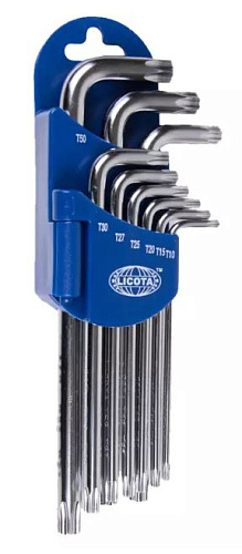 Набор ключей TORX угловых Т10-Т50 (9 шт) длинные Licota Набор ключей TORX угловых Т10-Т50 (9 шт) длинные Licota