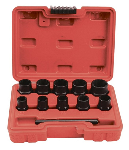 Набор головок для скругленного крепежа 3/8", 10-19 мм (11 предм) AVS NGP38-11I Набор головок для скругленного крепежа 3/8", 10-19 мм (11 предм) AVS NGP38-11I