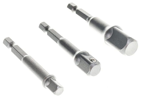 Набор адаптеров с Е 1/4" на квадрат 1/2", 3/8", 1/4" JTC Набор адаптеров с Е 1/4" на квадрат 1/2", 3/8", 1/4" JTC