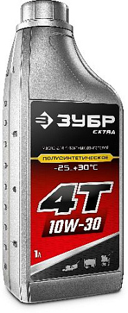 Масло для 4-х тактных двигателей 1 л полусинтетическое ЗУБР EXTRA 4Т-10W30 Масло для 4-х тактных двигателей 1 л полусинтетическое ЗУБР EXTRA 4Т-10W30